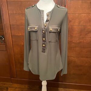 White House Black Market Khaki Button-Down Shirt